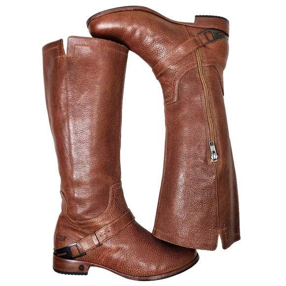 UGG Channing Tall Riding Boots Sz 7.5 Chestnut Pebbled Leather 3184 - Picture 8 of 14